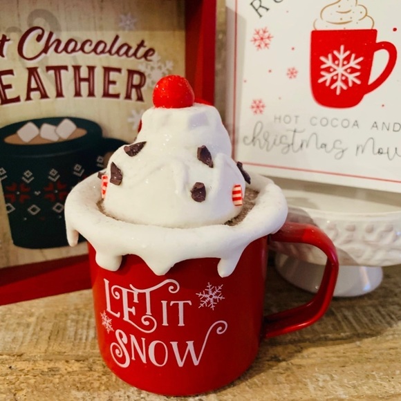 3 Pieces: Cocoa Bar Set for Tiered Trays: Mug, 2 Word Block Signs - Picture 2 of 10